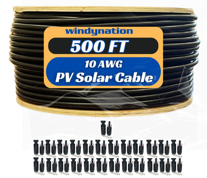 500 Foot Spool 10 Gauge 10 AWG Solar Panel Extension Cable Wire Black or Red Pure Copper