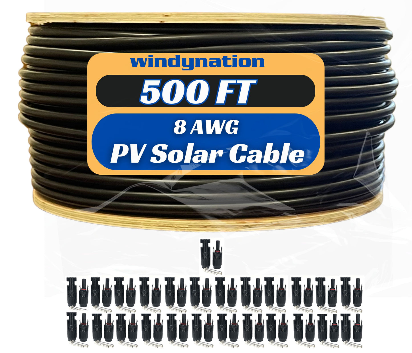 500 Foot Spool 8 Gauge 8 AWG Solar Panel Extension Cable Wire Black or Red Pure Copper