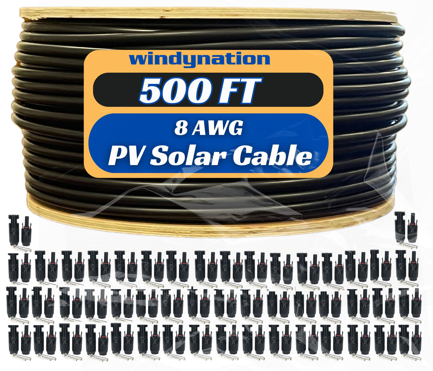 500 Foot Spool 8 Gauge 8 AWG Solar Panel Extension Cable Wire Black or Red Pure Copper