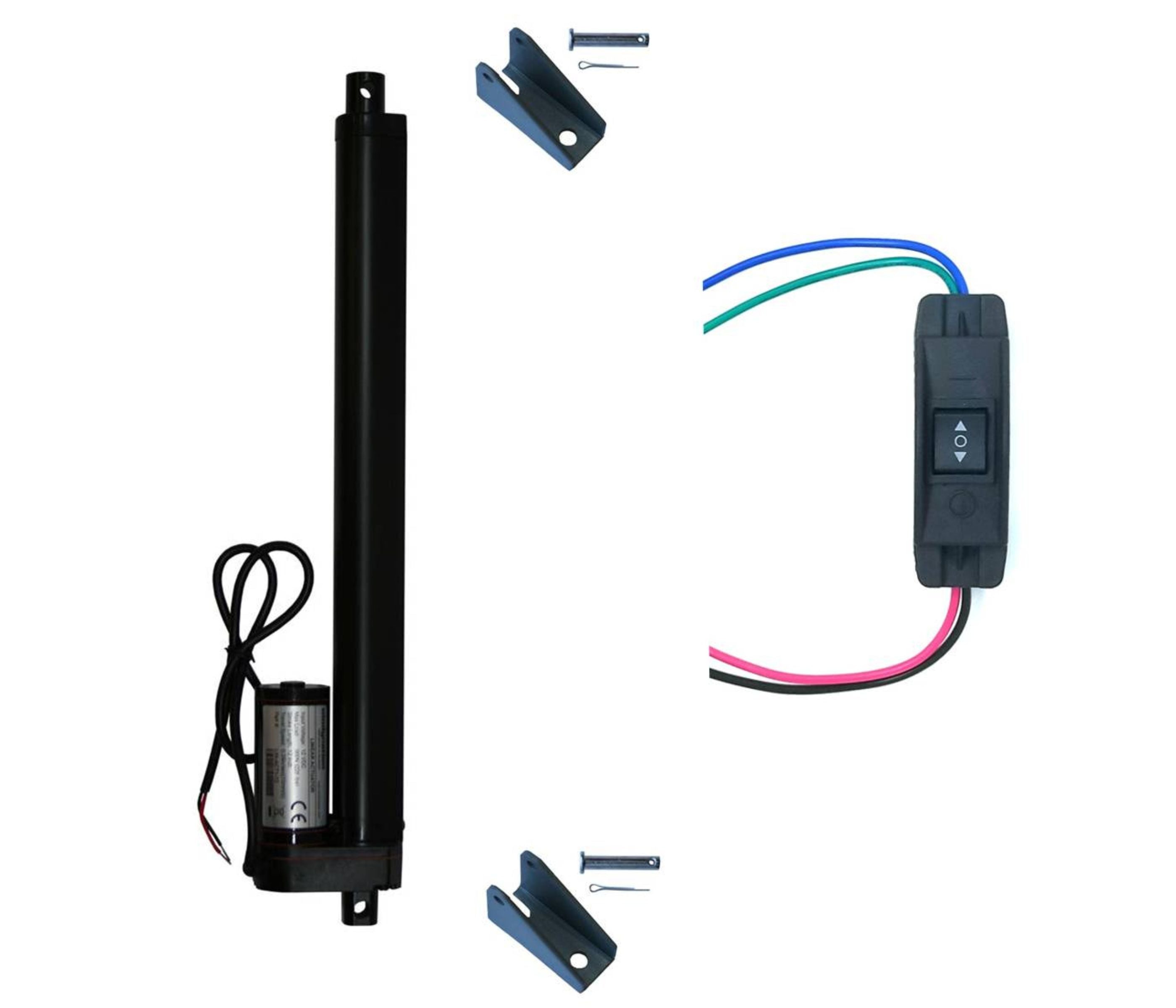 Linear Actuator 12-Volt 225lbs with Mounting Brackets + Up Down