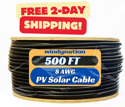 500 Foot Spool 8 Gauge 8 AWG Solar Panel Extension Cable Wire Black or Red Pure Copper