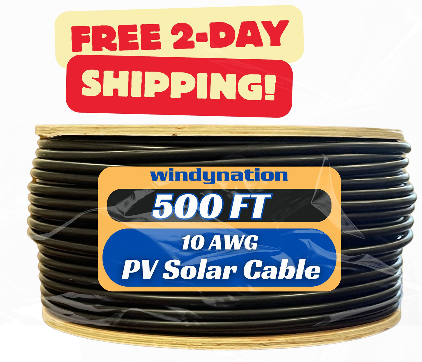 500 Foot Spool 10 Gauge 10 AWG Solar Panel Extension Cable Wire Black or Red Pure Copper