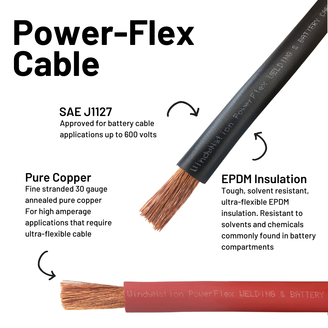 6 AWG Pure Copper Battery Cables - Red and Black