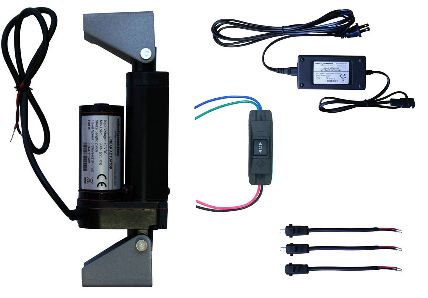 Linear Actuator 12-Volt 225lbs with Power Supply and Mounting